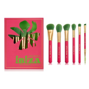 image:imageSpectrum Collections Ibiza Travel Book 6 Piece Essential Makeup Brush Set TravelSized Makeup Brushes for Foundation Powder Contour Eyeshadow Brows Premium Soft Synthetic Fibre Bristles